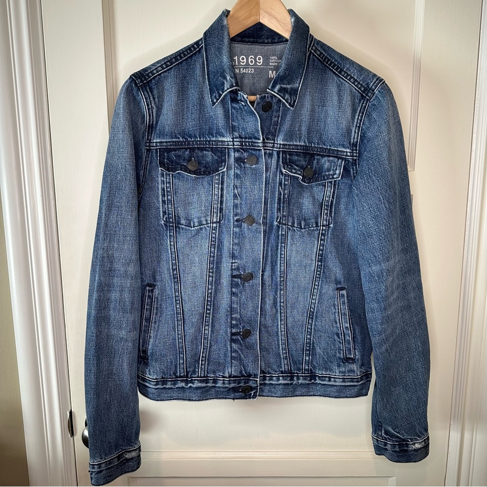 Gap 1969 Distressed Denim Jacket, Medium Wash - Size Medium